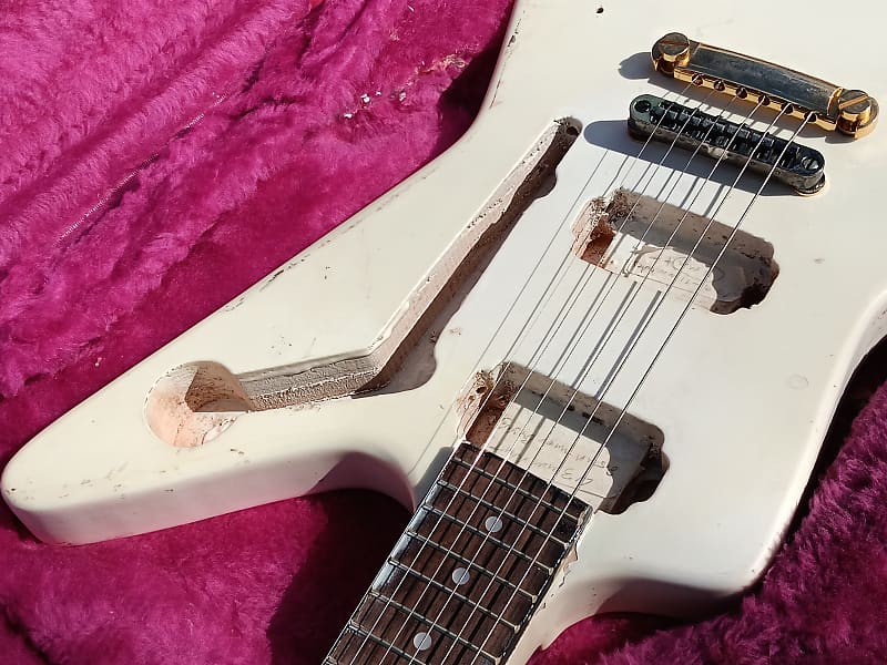 Gibson Explorer pink case set neck guitar project Reverb