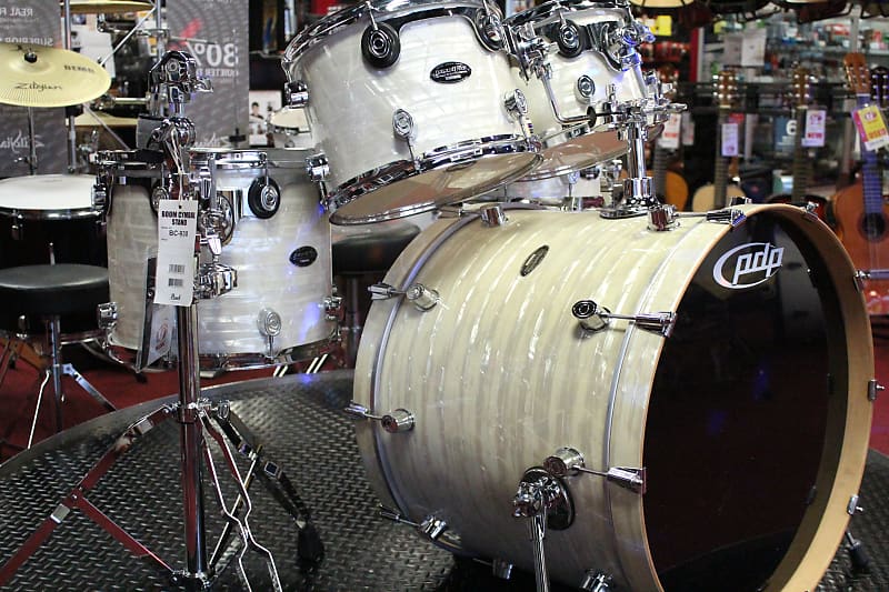 Pacific CX Series Vintage White Marine Pearl Drum Set Reverb
