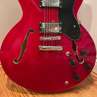 Unbranded Semi-hollow body electric guitar Cherry Red image 2
