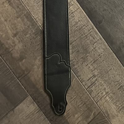 Franklin Black leather Guitar Strap - Black Leather and Suede back image 4