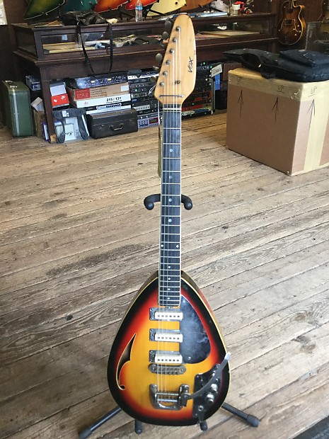 Vox Mark VI Teardrop Hollow Body Electric Guitar 1960 s Sunburst Reverb