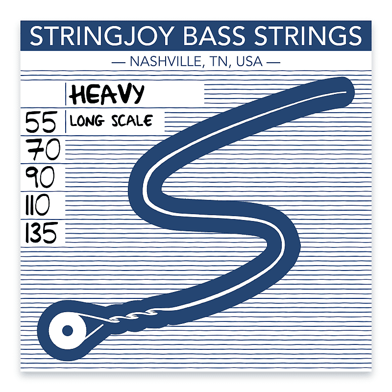 Stringjoy Heavy Gauge (55-135) 5 String Long Scale Nickel Wound Bass Guitar Strings image 1