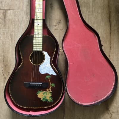 Stromberg Voisinet Hawaiian-decal Vintage Parlor Guitar 1920s image 22