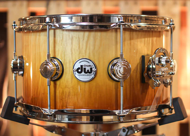 DW 7x13 Collector's Maple VLT Burnt Toast Fade over Curly Maple Snare Drum  - SO#1291851