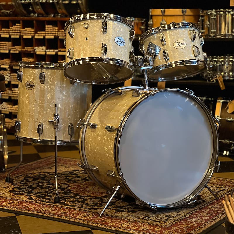 VINTAGE 1960's Rogers R-380 Drumset in White Marine Pearl - | Reverb