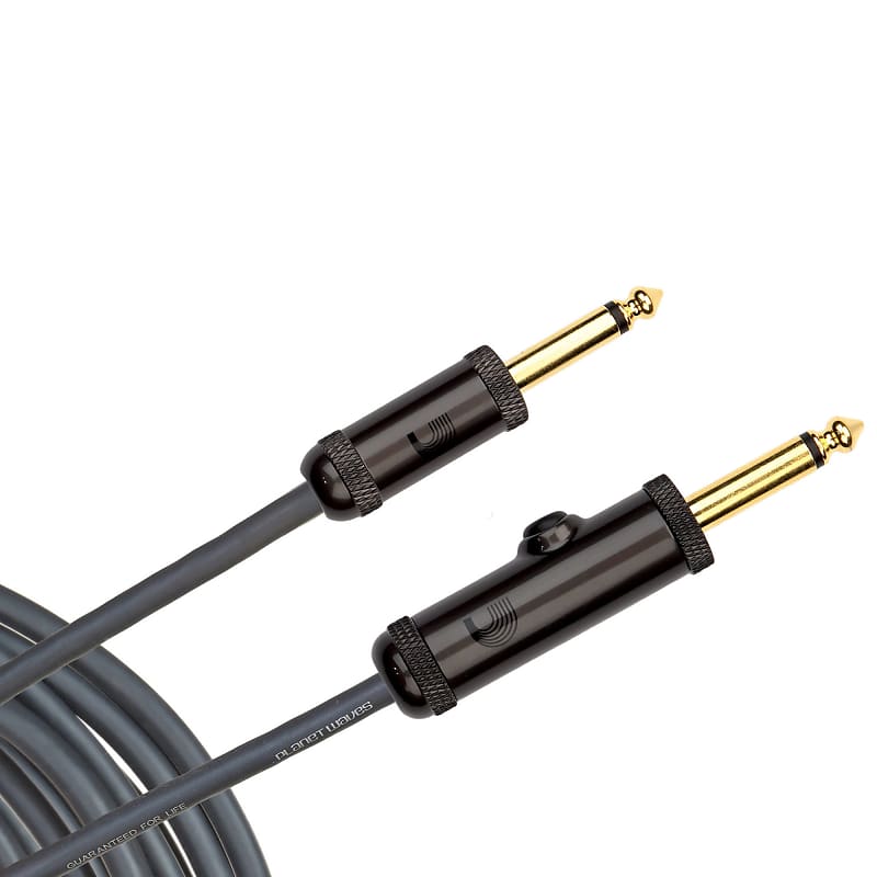 D'Addario PW-AG-30 Planet Waves Circuit Breaker 1/4" TS Straight Instrument Cable with Integrated Mute Switch - 30' image 1
