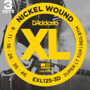 3 Sets of D'Addario EXL125 Nickel Wound Guitar Strings (9-46)
