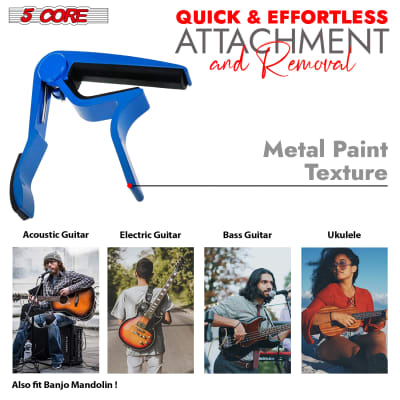 5 Core Capo Acoustic Electric Guitar 6 String Kapo Quick And Easy Adjustment Classic Clip For Banjo Mandolin Or Ukulele Capotraste Para Guitarra image 7