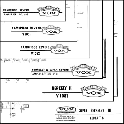 Schematic Diagram Package  for Vox Cambridge Reverb, Berkeley and Scorpion Series Amplifiers image 2