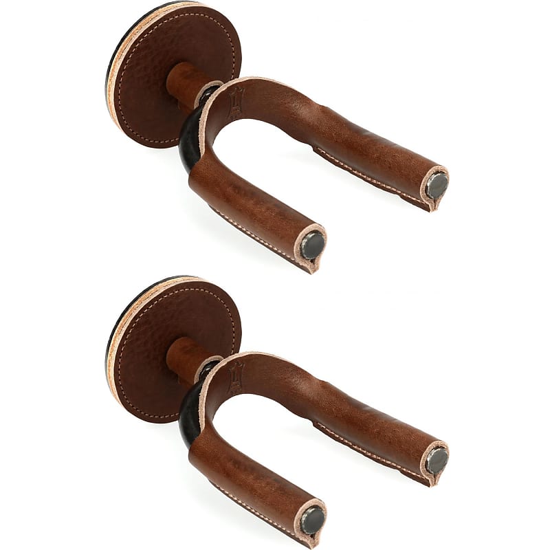 Levy's FGHNGR Smoke Forged Guitar Hanger (2 Pack) - Brown Leather image 1