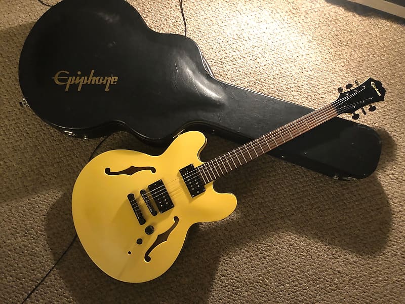Epiphone DOT STUDIO イエロー Epiphone Dot Studio LM Guitar, 2004, Yellow, Black Binding