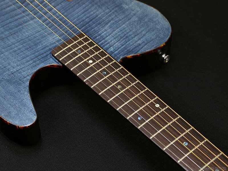 Schecter Japan Original Line OL-FL, Thinline Style Acoustic-Electric, Flame  Maple, Satin See Thru Blue