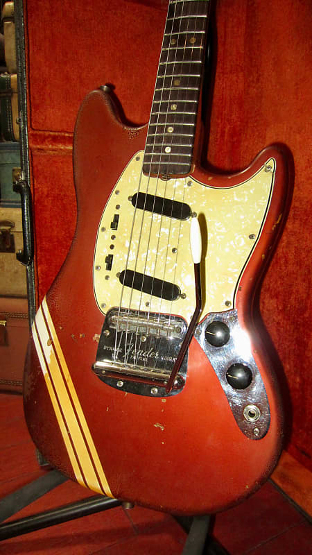 1969 Fender Mustang Competition Red w/ Matching Headstock & Original Hardshell Case image 1