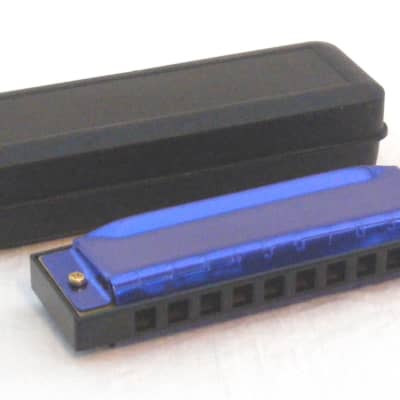 "Simply Blue" Deluxe 10 Hole Diatonic Harmonica with Case - Key Of C image 1