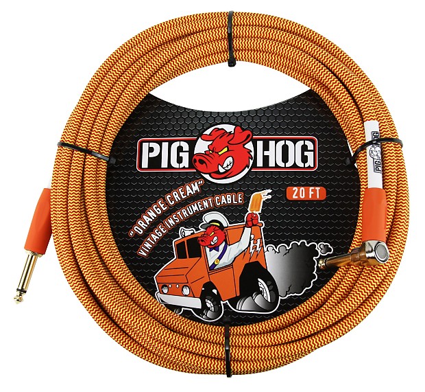 Pig Hog PCH20CCR Vintage Series 1/4" TS Straight to Right-Angle Instrument/Guitar Cable - 20' image 1