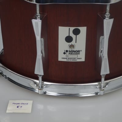 Sonor Phonic Plus D518x MR snare drum 14" x 8", Red Mahogany from 1989 image 3