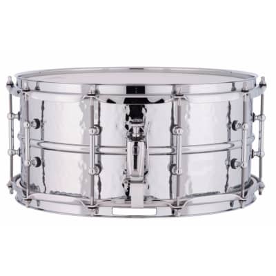 Ludwig Supraphonic LM402KT 6.5-inch x 14-inch Snare Drum - Hammered Chrome  with Tube Lugs (LM402KTd2)