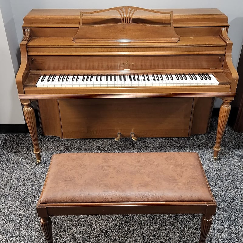 Steinway Model F Walnut Console Upright Piano Manufactured 1962 in Queens, NY image 1