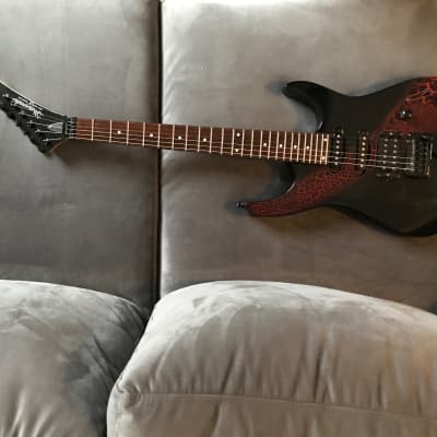 Mayones KTM guitar SSH tremolo Superstrat - Black with red scropolanti + gigbag image 2