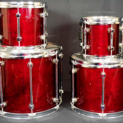 Premier Signia Cherrywood Drums - 5 piece - 4 toms, 1 kick - with 8" and 15" rare toms 90s  CLEAN! image 7
