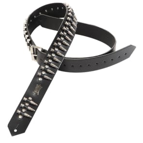 Levy's PM28-2B-BLK Genuine Leather 2" Guitar Strap w/ Fake Bullets