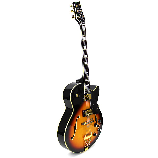 Kona KEL5TSB Hollow Body Jazz Guitar with Case Tobacco Kona KEL5TSB Hollow Body Jazz Guitar with Case Tobacco