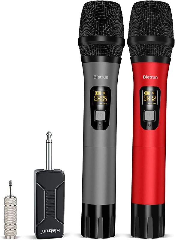 UHF Metal Dual Handheld Cordless Dynamic Mic System with Reverb