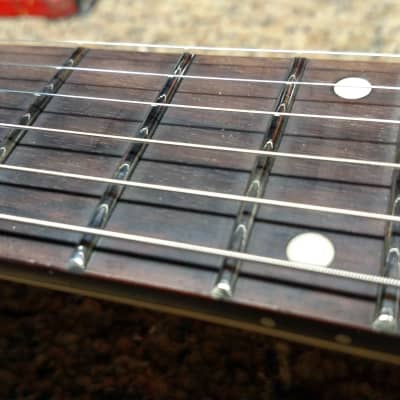 Glenn Burton Strat Type Double Cut See Through Red Guitar With New Fret Work. image 16
