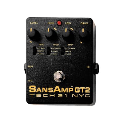 Tech 21 SansAmp GT2 Tube Amp Emulator Pedal with 3 x 3-way Voicing Switches