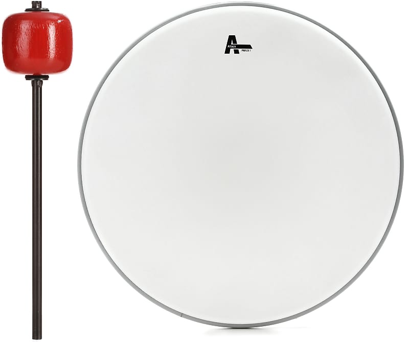 Danmar Bass Drum Beater - Wood - Red  Bundle with Attack Proflex 1 Coated Bass Drumhead - 20-inch image 1