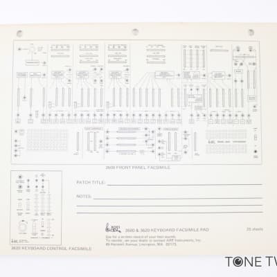 ARP 2600 3620 Keyboard Facsimile Pad 25 Blank Patch Sheets VINTAGE SYNTH DEALER