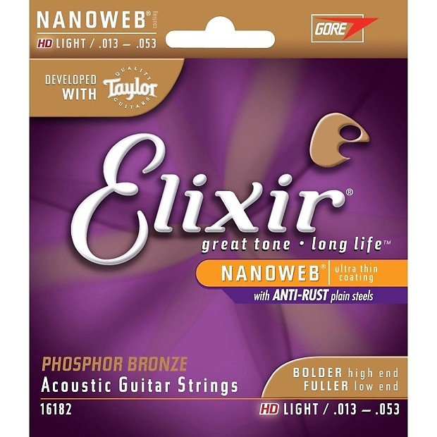 Elixir 16182 Nanoweb Phosphor Bronze Acoustic Guitar Strings - HD Light  (13-53) Bild 1