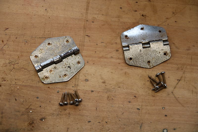 x2 Genuine 1977 Rhodes Mk1 Stage 73-Key Hardware Case Hinges and Screws for Electric Piano Mark I (Suitable parts for 1975-1979) image 1