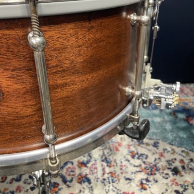 Ludwig & Ludwig 1932 - 14x6.5" No. 242. "Super Ludwig" Solid Walnut Shell Snare Drum, (Restored) 70's Throw-Off image 7