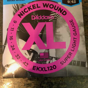 D'Addario EKXL120 Nickel Wound Electric Guitar Strings Super Light Reinforced 9-42