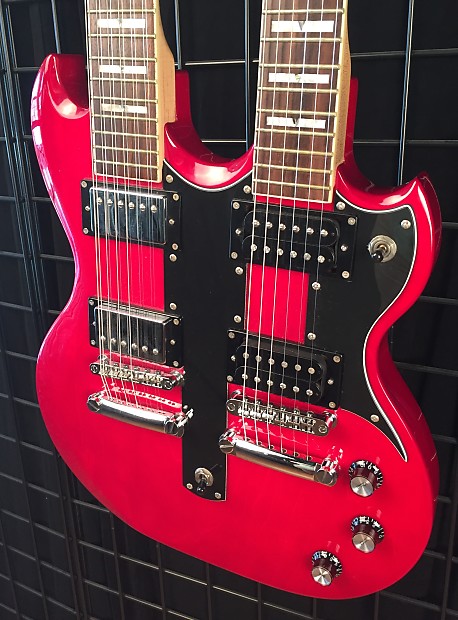 Jay Turser JT XG2 Double Neck 6 12 Electric Guitar Cherry Finish w Case
