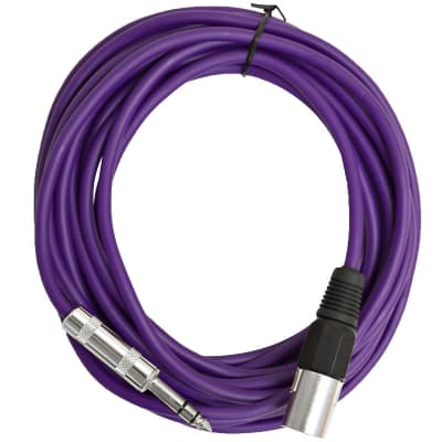SEISMIC AUDIO - 25 Foot Purple XLR Male to 1/4" TRS Patch Cable Snake Cords NEW image 1