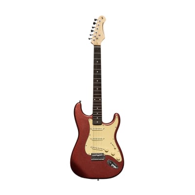 Stagg Solid Body S-Type Electric Guitar - Candy Apple Red - SES-30 CAR image 5
