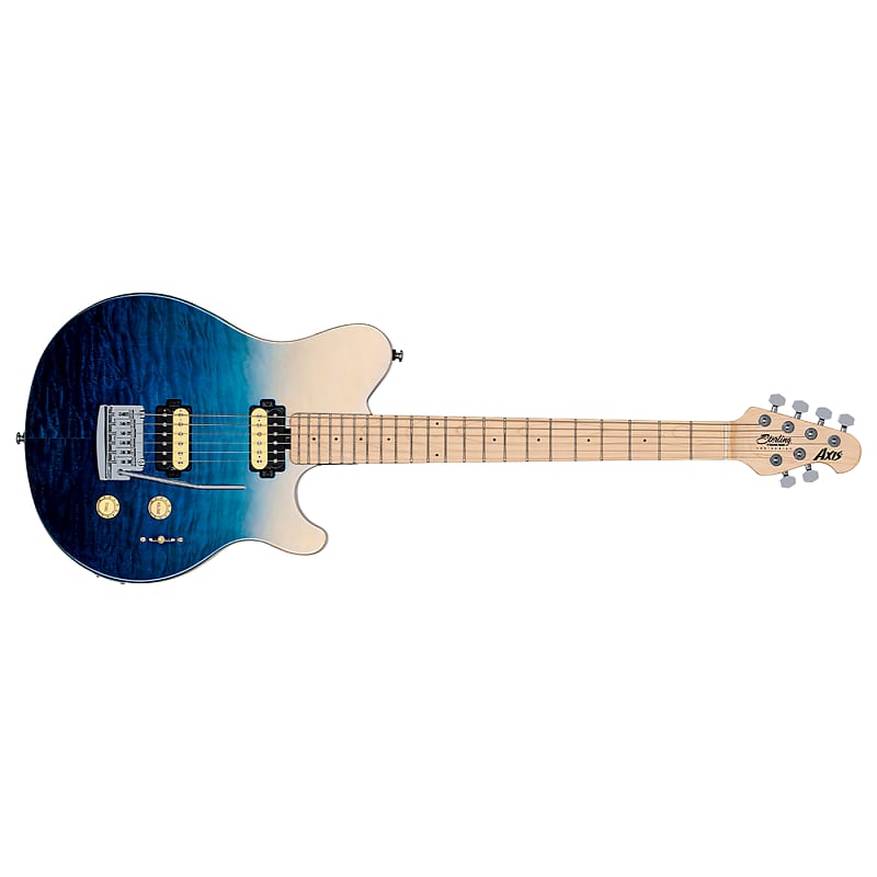 Sterling by Music Man Axis Quilted Maple Guitar, Maple Fretboard, Spectrum Blue image 1