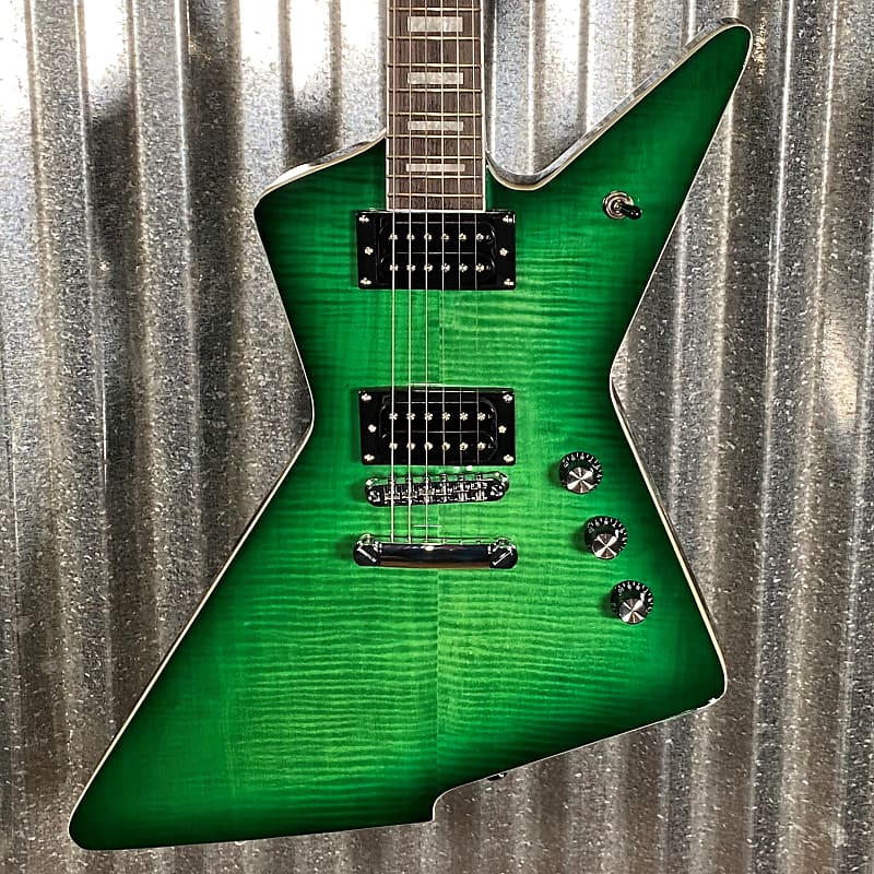 Westcreek Revenge Explorer Flame Transparent Green Burst | Reverb