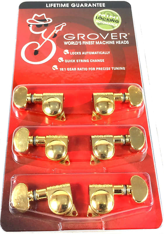 Grover 406G  Mini Rotomatic Locking Tuners 3 +3 Gold Finish image 1