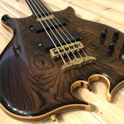 Alembic Mark King Deluxe Custom Lined Fretless 5 string Bass 2002 CocoBolo LED's image 24