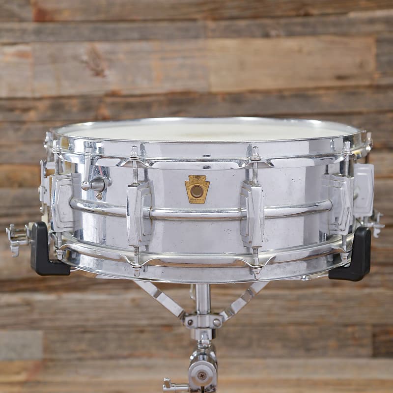 Ludwig No. 410 Super-Sensitive 5x14" Aluminum Snare Drum with Keystone Badge 1963 - 1969 image 1