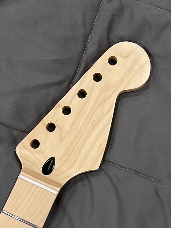 Guitar neck, fits strat, 9.5 radius, 1-11/16 bone nut, nitro | Reverb