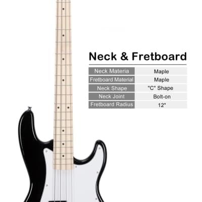 Glarry GP II Electric Bass Guitar with Wilkinson Pickup, Warwick Bass Strings, Bone Nut 2020s Black image 15