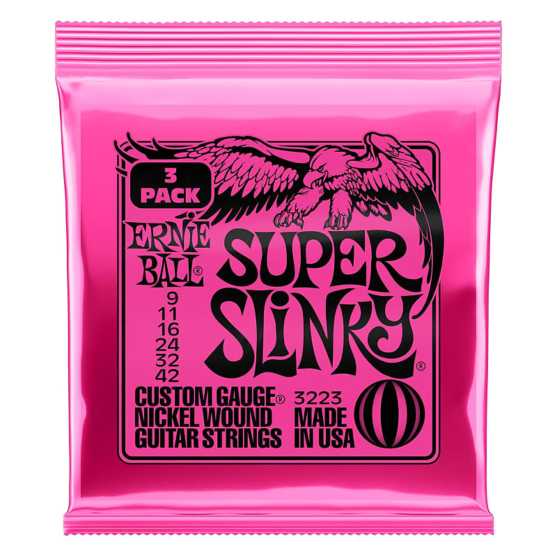 Ernie Ball 3 Pack Super Slinky Nickel Wound Guitar Strings 9 - 42 Gauge image 1