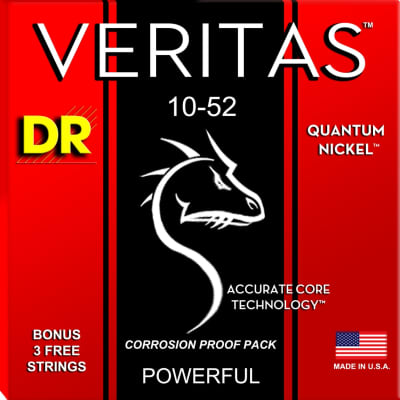 DR Veritas Electric Quantum Nickel 10-52 Corrosion Proof Pack VTE-10/52 10 13 17 30 44 52 W/Bonus of 3 Free Strings image 1