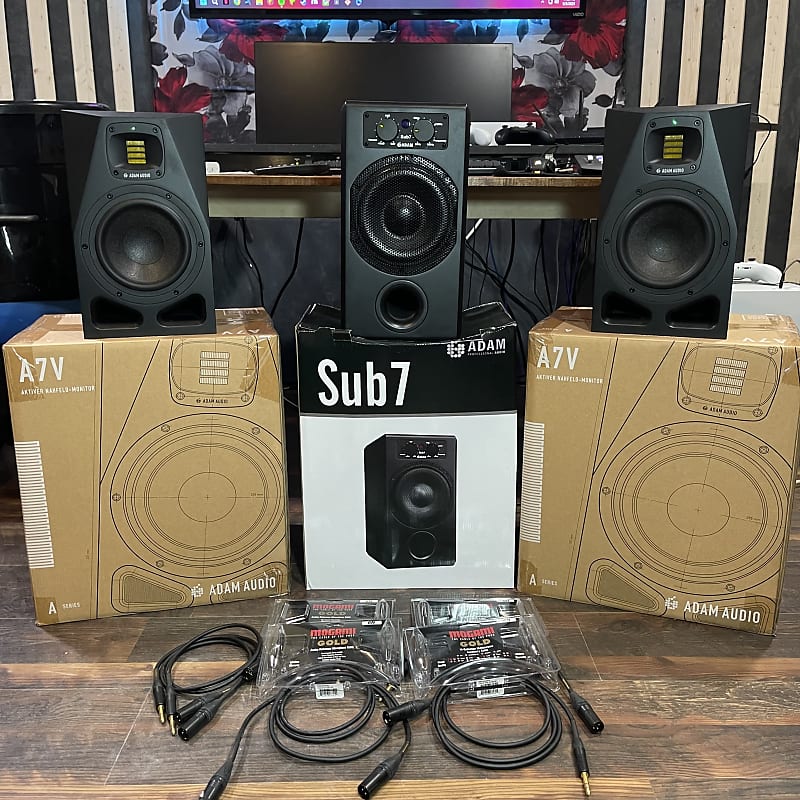 ADAM Audio A7V 7” (Pair) x Sub7 2020 {READ DESC} - Black