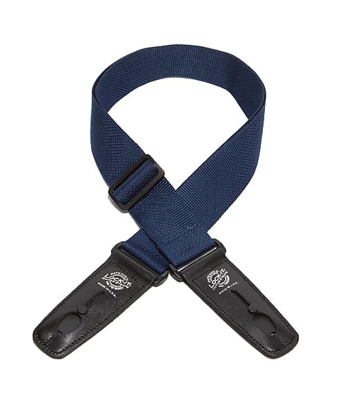 Lock-It Professional Poly Guitar Strap with Locking Leather Ends, Navy Blue image 1