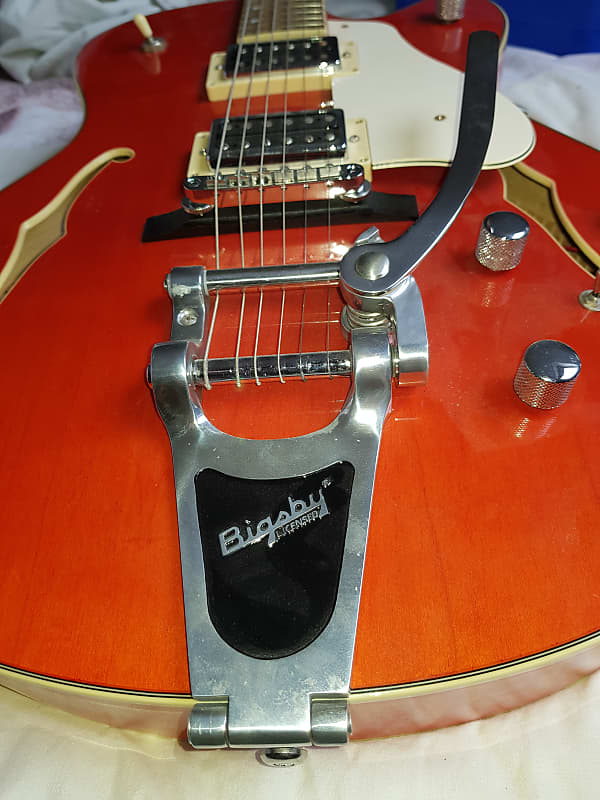 Aria Pro II FA-80 Glossy Orange hollow body semi acoustic